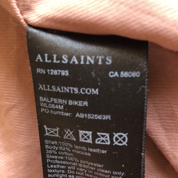NWOT All Saints Pink Balfern Leather Jacket - Picture 5 of 5
